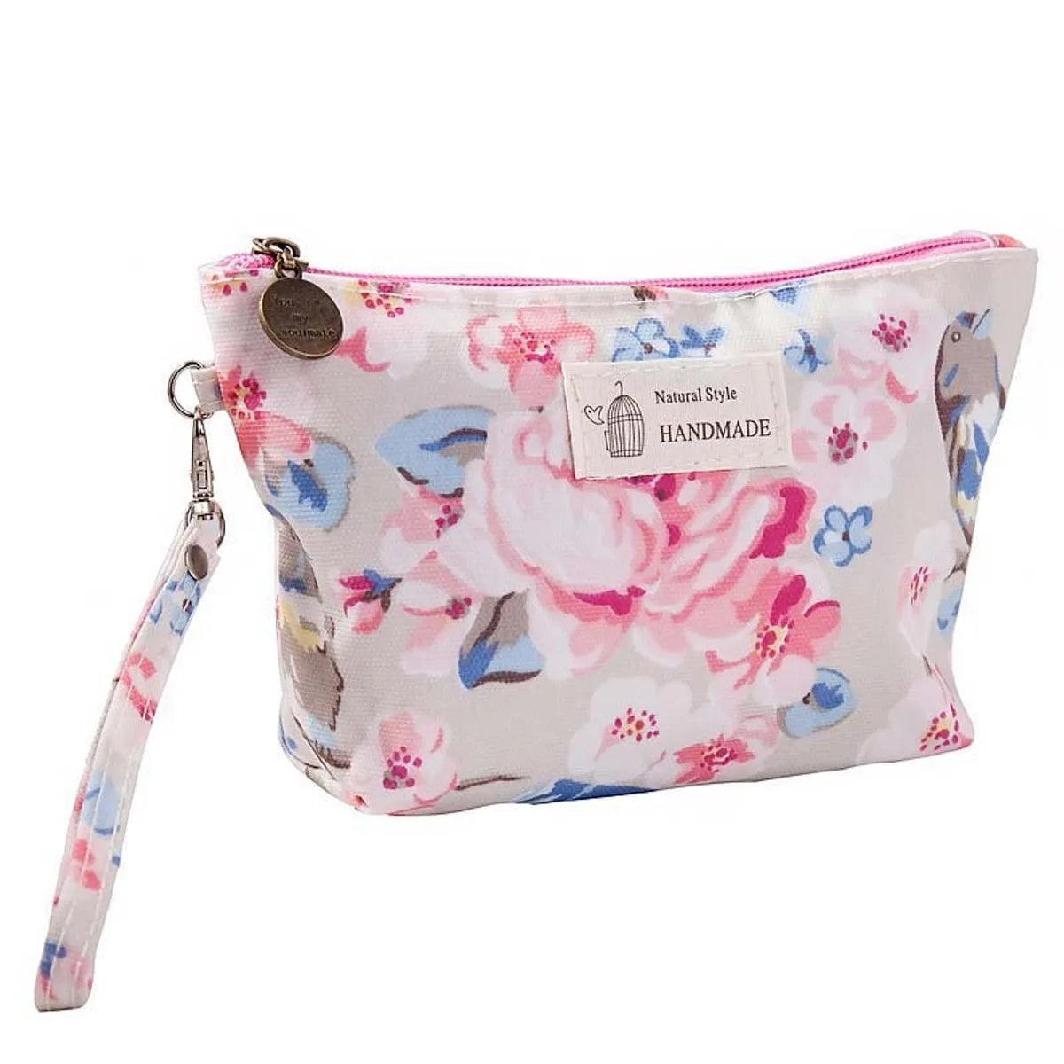 Women'S All Seasons Water-Repellent Cloth Flower Elegant Classic Style Square Zipper Cosmetic Bag Wash Bag