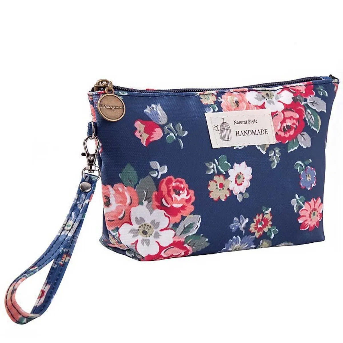 Women'S All Seasons Water-Repellent Cloth Flower Elegant Classic Style Square Zipper Cosmetic Bag Wash Bag