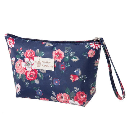 Women'S All Seasons Water-Repellent Cloth Flower Elegant Classic Style Square Zipper Cosmetic Bag Wash Bag