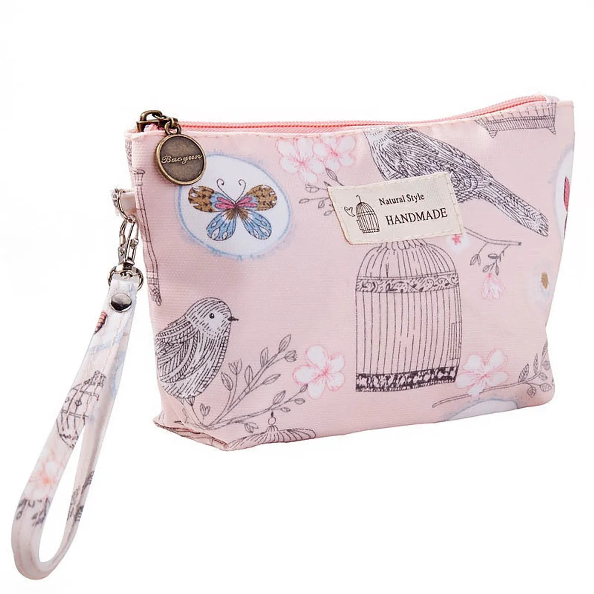 Women'S All Seasons Water-Repellent Cloth Flower Elegant Classic Style Square Zipper Cosmetic Bag Wash Bag