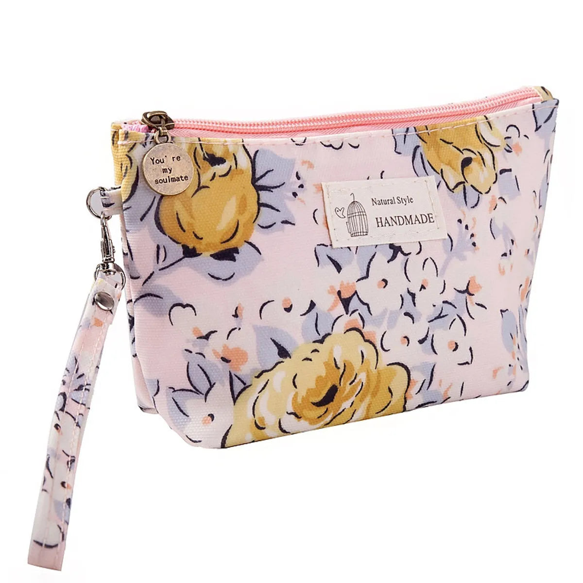 Women'S All Seasons Water-Repellent Cloth Flower Elegant Classic Style Square Zipper Cosmetic Bag Wash Bag