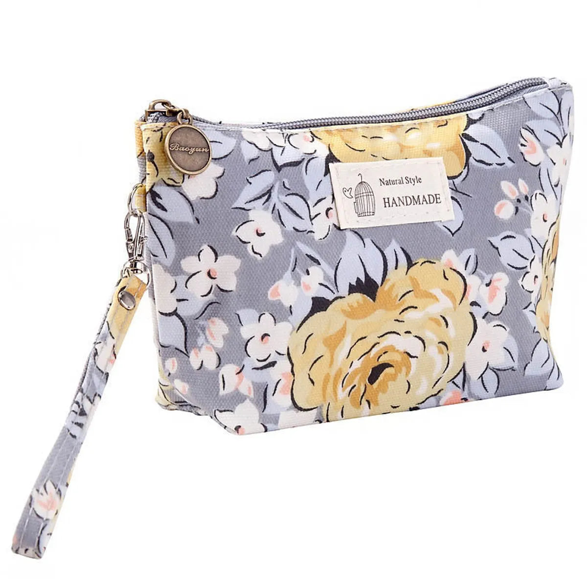 Women'S All Seasons Water-Repellent Cloth Flower Elegant Classic Style Square Zipper Cosmetic Bag Wash Bag