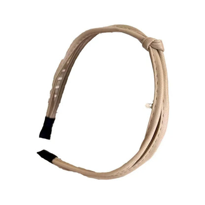 Women'S Basic Simple Style Classic Style Solid Color Pu Leather Hair Band