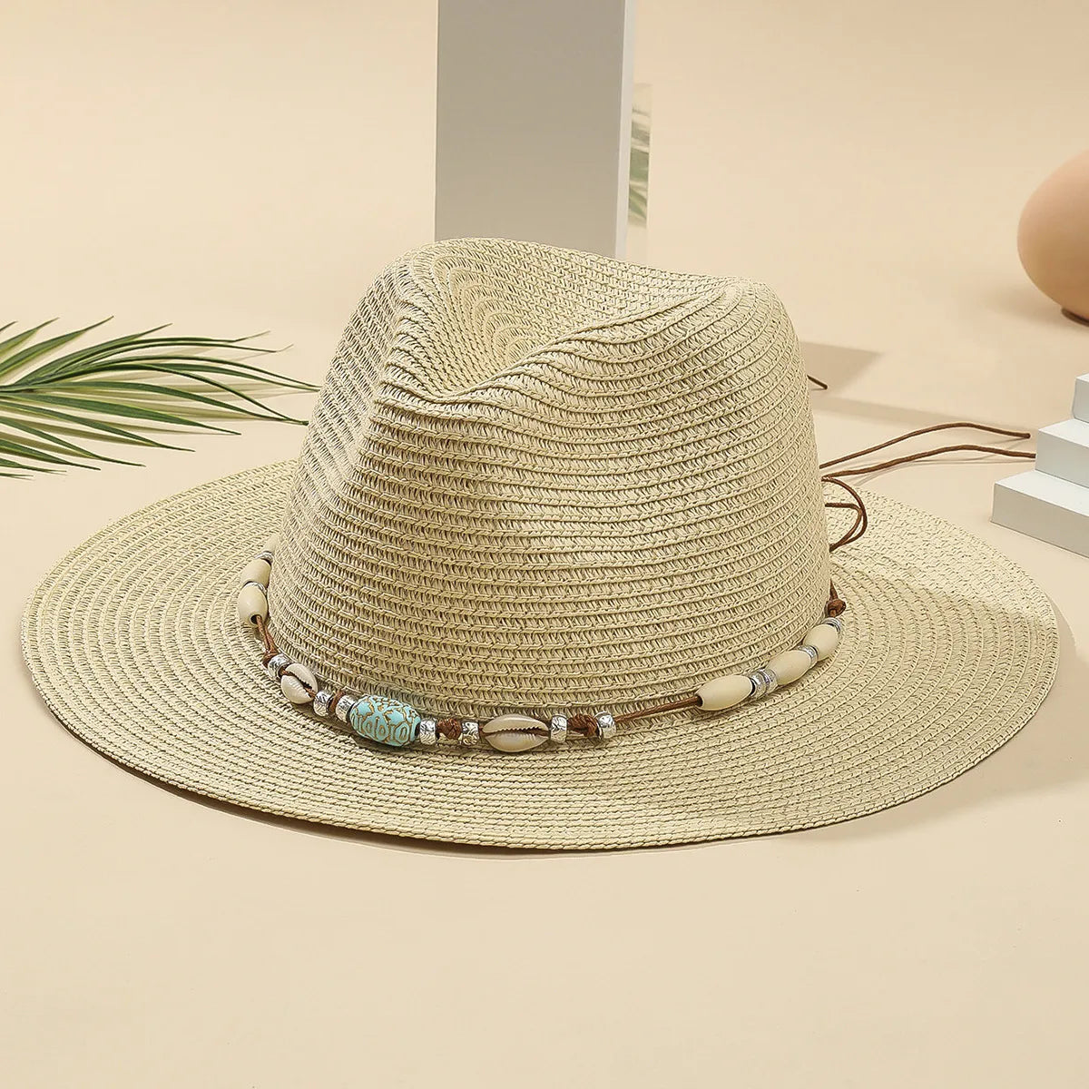 Women'S Beach Solid Color Wide Eaves Straw Hat