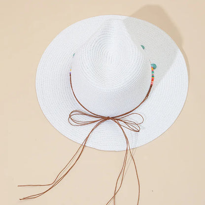 Women'S Beach Solid Color Wide Eaves Straw Hat