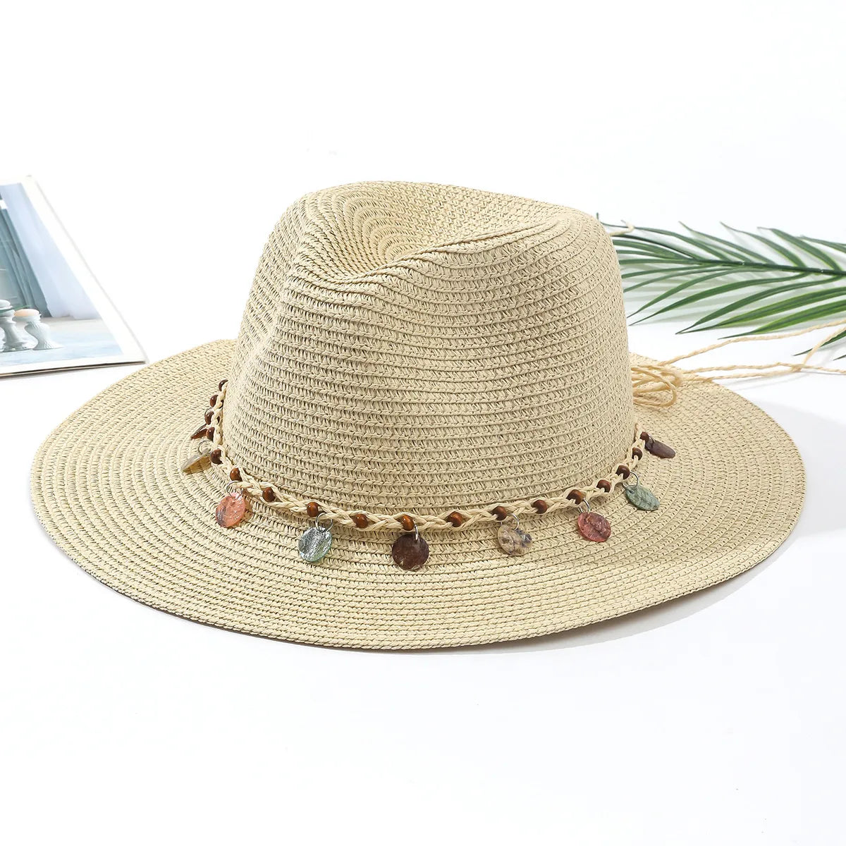 Women'S Beach Solid Color Wide Eaves Straw Hat