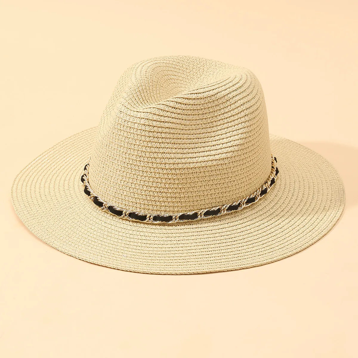 Women'S Beach Solid Color Wide Eaves Straw Hat