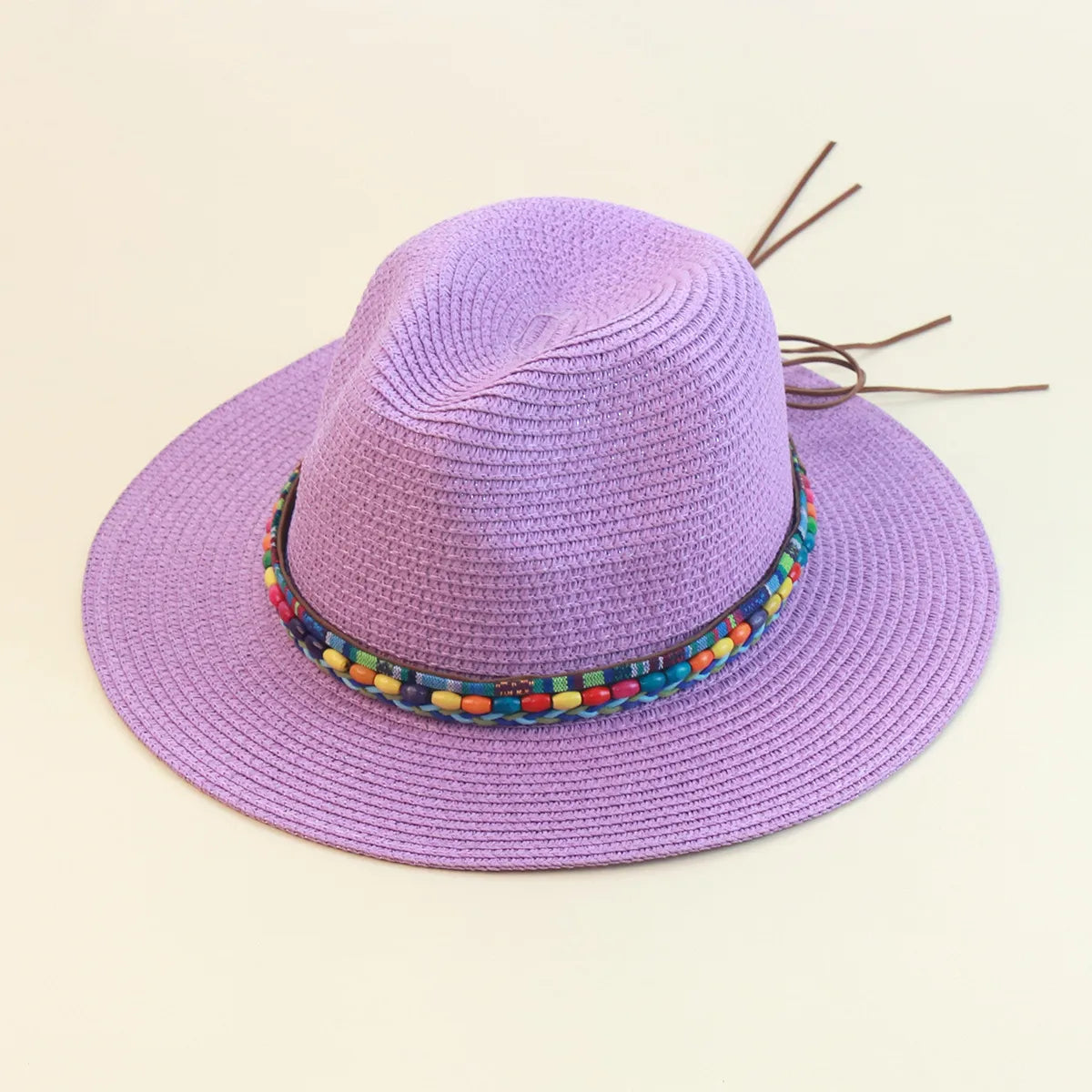 Women'S Beach Solid Color Wide Eaves Straw Hat