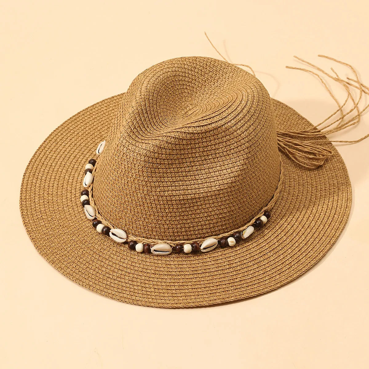 Women'S Beach Solid Color Wide Eaves Straw Hat