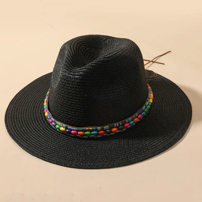 Women'S Beach Solid Color Wide Eaves Straw Hat