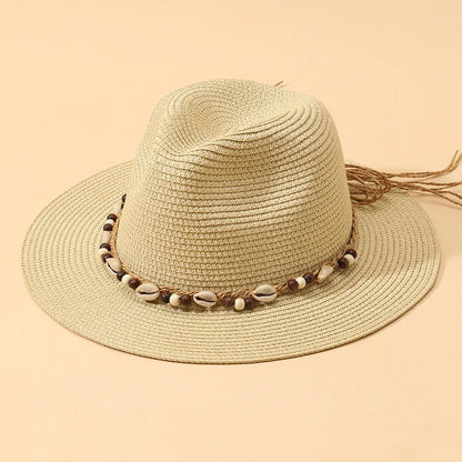 Women'S Beach Solid Color Wide Eaves Straw Hat