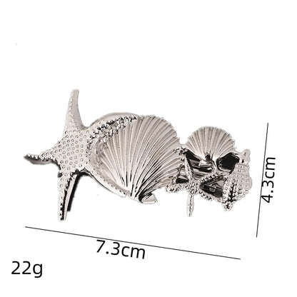 Women'S Beach Starfish Conch Shell Alloy Plating Hair Clip