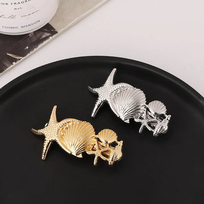 Women'S Beach Starfish Conch Shell Alloy Plating Hair Clip