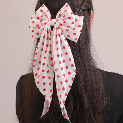 Women'S Beach Sweet Simple Style Ditsy Floral Fruit Heart Shape Alloy Cloth Printing Hair Clip