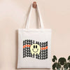 Women'S Canvas Pumpkin Letter Cute Square Open Canvas Bag