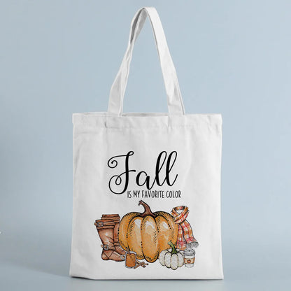 Women'S Canvas Pumpkin Letter Cute Square Open Canvas Bag