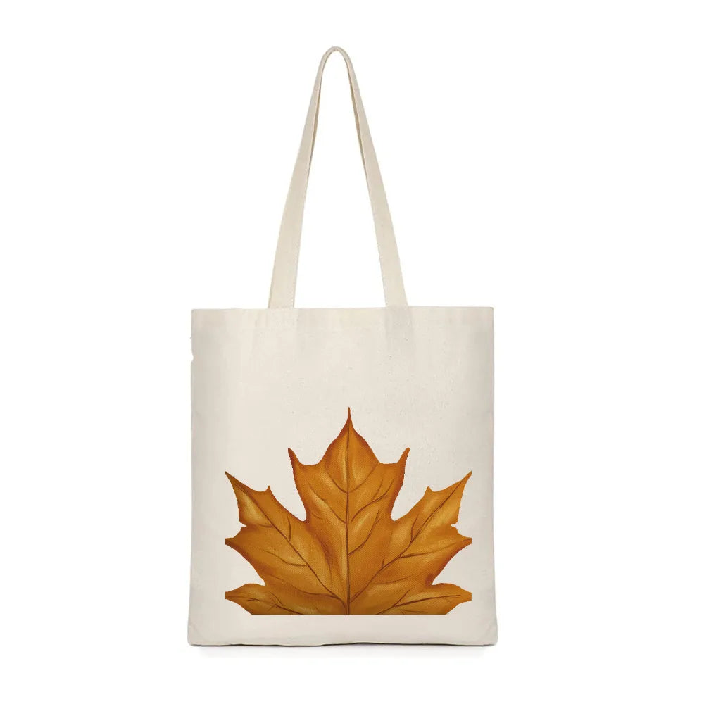 Women'S Canvas Pumpkin Letter Cute Square Open Canvas Bag