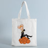 Women'S Canvas Pumpkin Letter Cute Square Open Canvas Bag