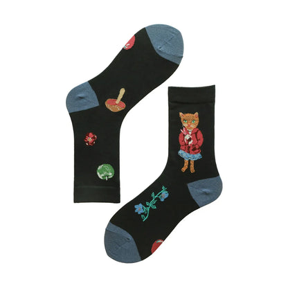 Women'S Cartoon Style Animal Color Block Cotton Ankle Socks