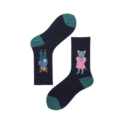 Women'S Cartoon Style Animal Color Block Cotton Ankle Socks