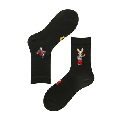 Women'S Cartoon Style Animal Color Block Cotton Ankle Socks