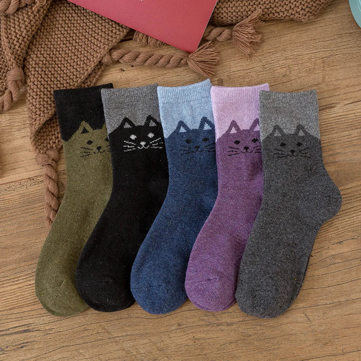 Women'S Cartoon Style Animal Color Block Cotton Blend Polyester Crew Socks 1 Pair