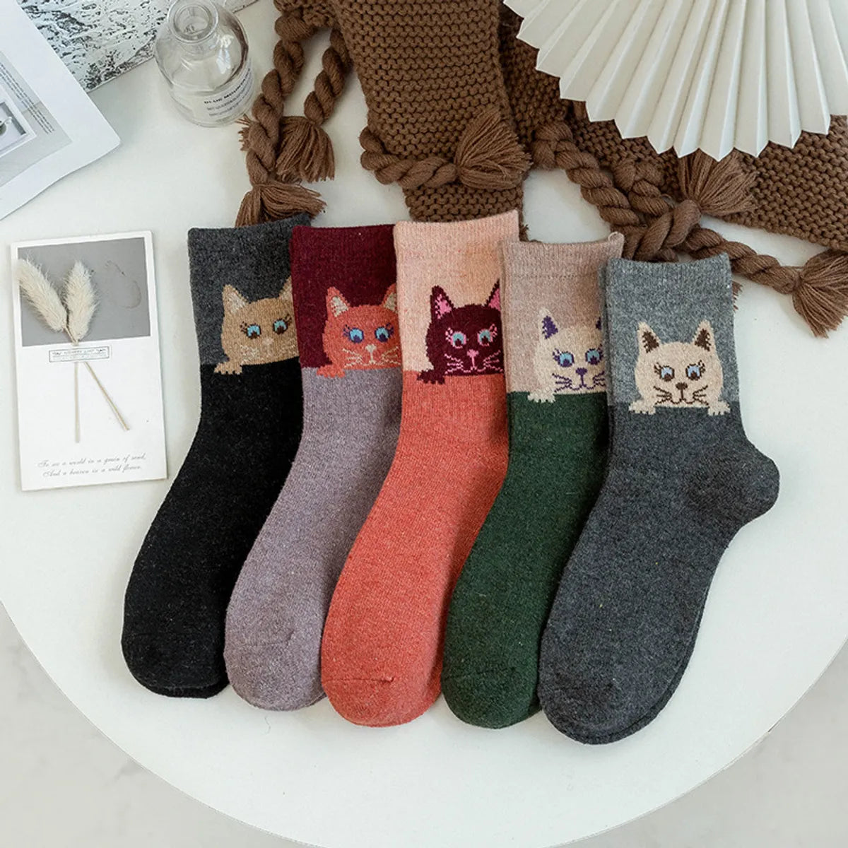 Women'S Cartoon Style Animal Color Block Cotton Blend Polyester Crew Socks 1 Pair