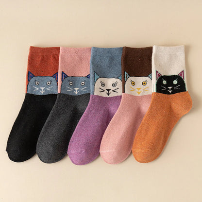 Women'S Cartoon Style Animal Color Block Cotton Blend Polyester Crew Socks 1 Pair