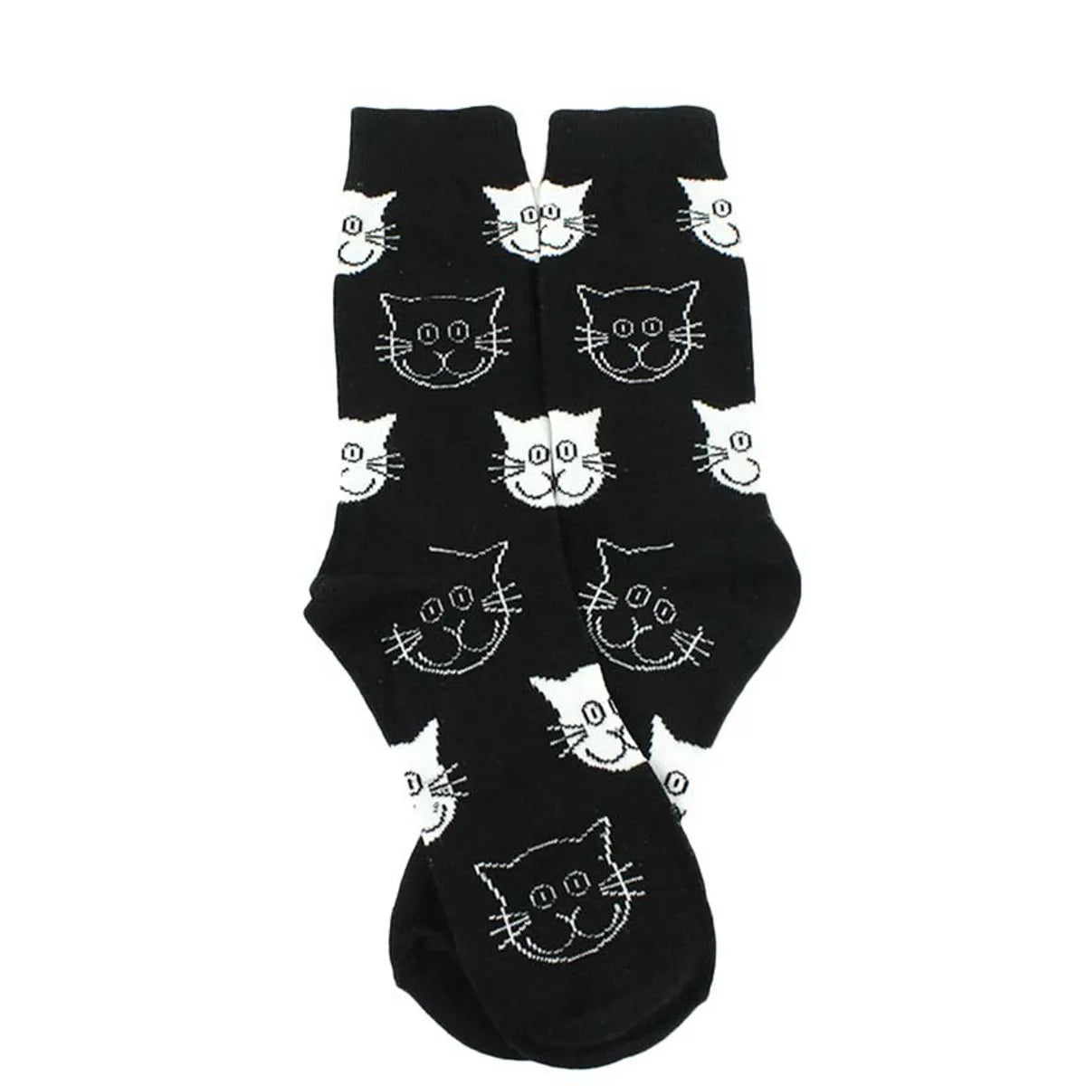 Women'S Cartoon Style Cat Cotton Crew Socks A Pair