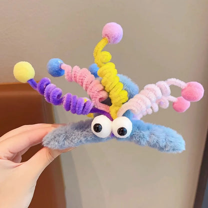 Women'S Cartoon Style Color Block Plush Hair Claws