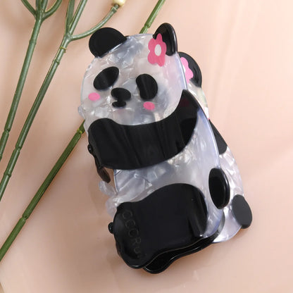 Women'S Cartoon Style Cute Bear Panda Acetic Acid Sheets Hair Claws