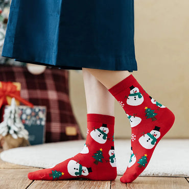 Women'S Cartoon Style Santa Claus Gingerbread Cotton Crew Socks