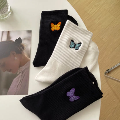 Women'S Casual Butterfly Cotton Crew Socks A Pair