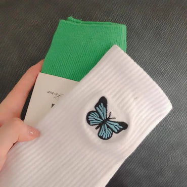 Women'S Casual Butterfly Cotton Crew Socks A Pair