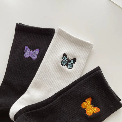 Women'S Casual Butterfly Cotton Crew Socks A Pair