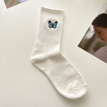 Women'S Casual Butterfly Cotton Crew Socks A Pair