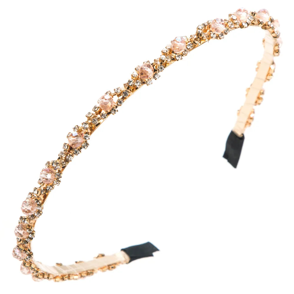 Women'S Casual Color Block Artificial Crystal Alloy Plating Inlay Crystal Hair Band