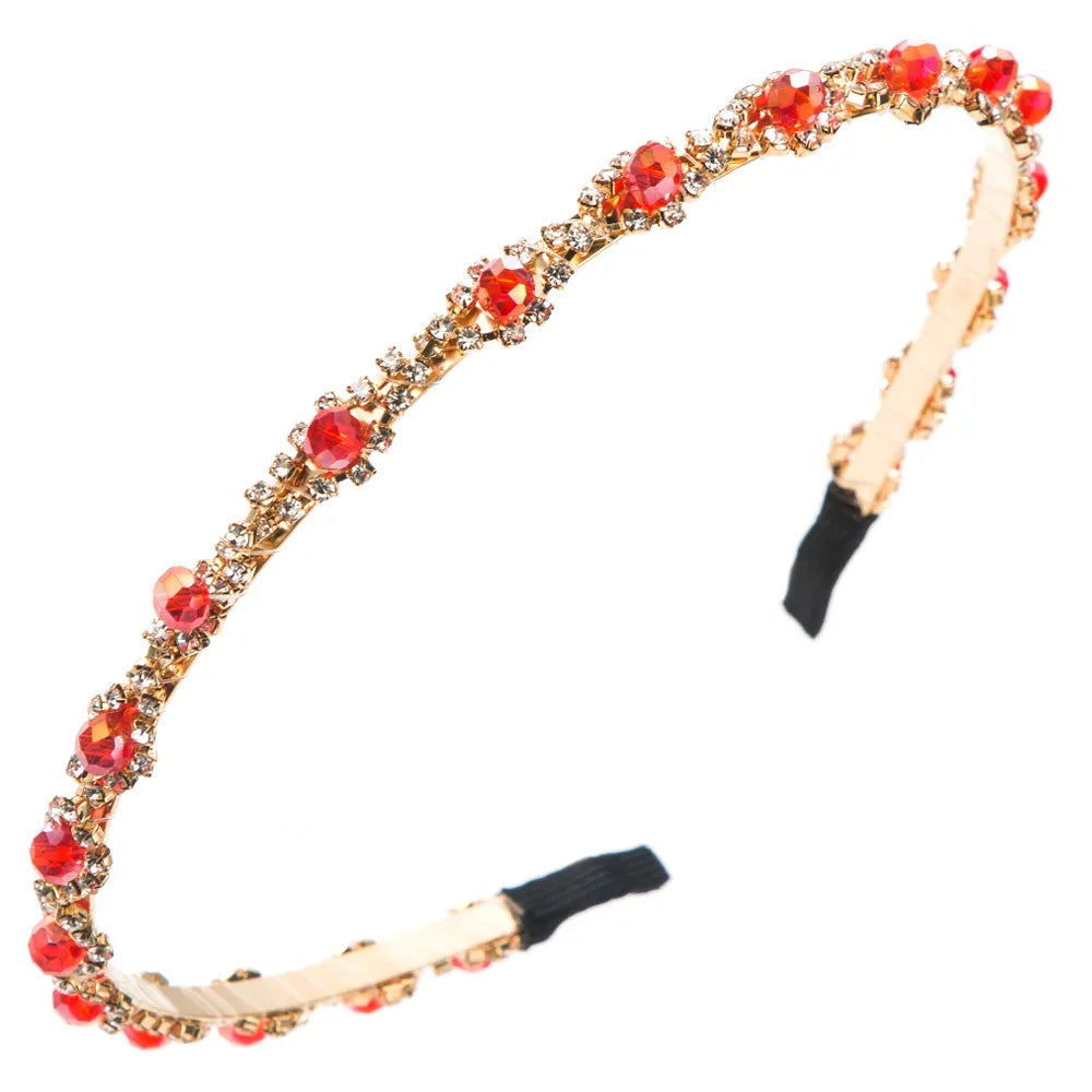 Women'S Casual Color Block Artificial Crystal Alloy Plating Inlay Crystal Hair Band