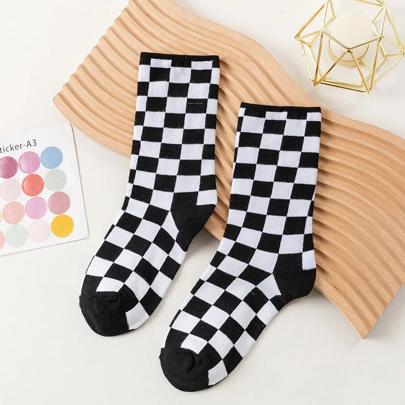 Women'S Casual Color Block Plaid Polyester Ankle Socks A Pair