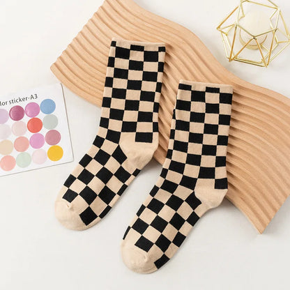 Women'S Casual Color Block Plaid Polyester Ankle Socks A Pair