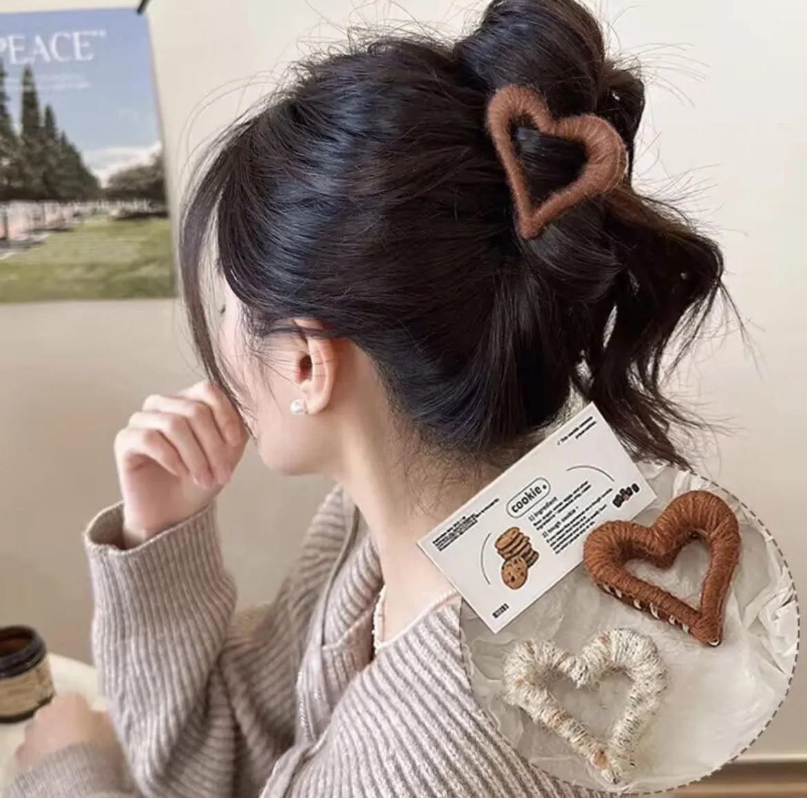 Women'S Casual Cute Heart Shape Yarn Handmade Hair Claws