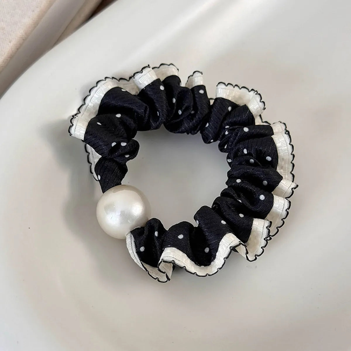 Women'S Casual Elegant Polka Dots Resin Pearl Net Yarn Hair Tie