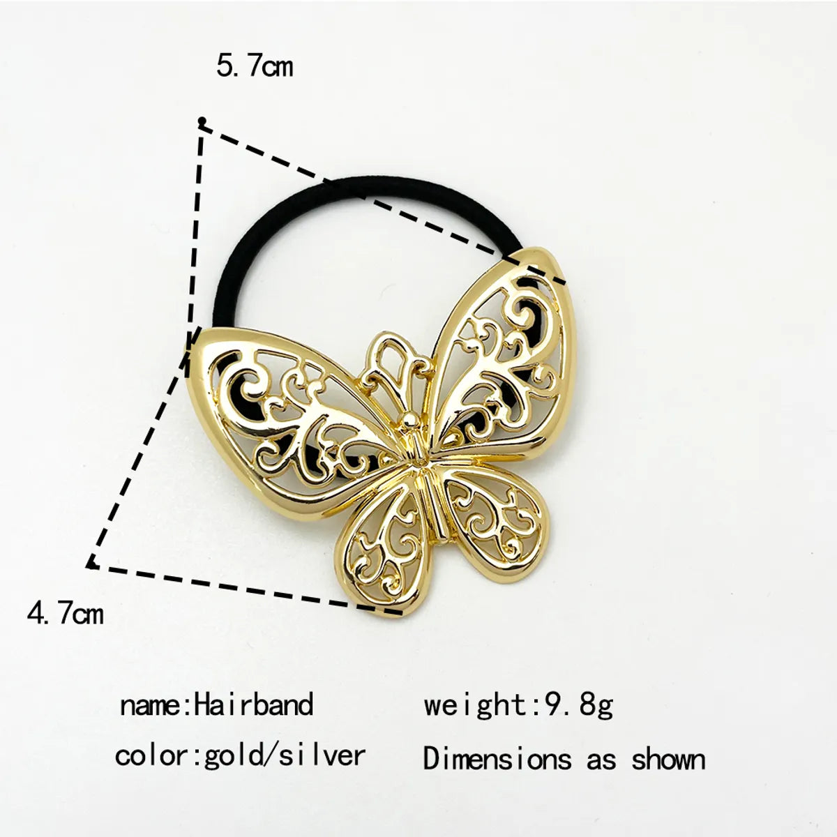 Women'S Casual Elegant Sweet Butterfly Alloy Elastic Band Hollow Out Hair Tie