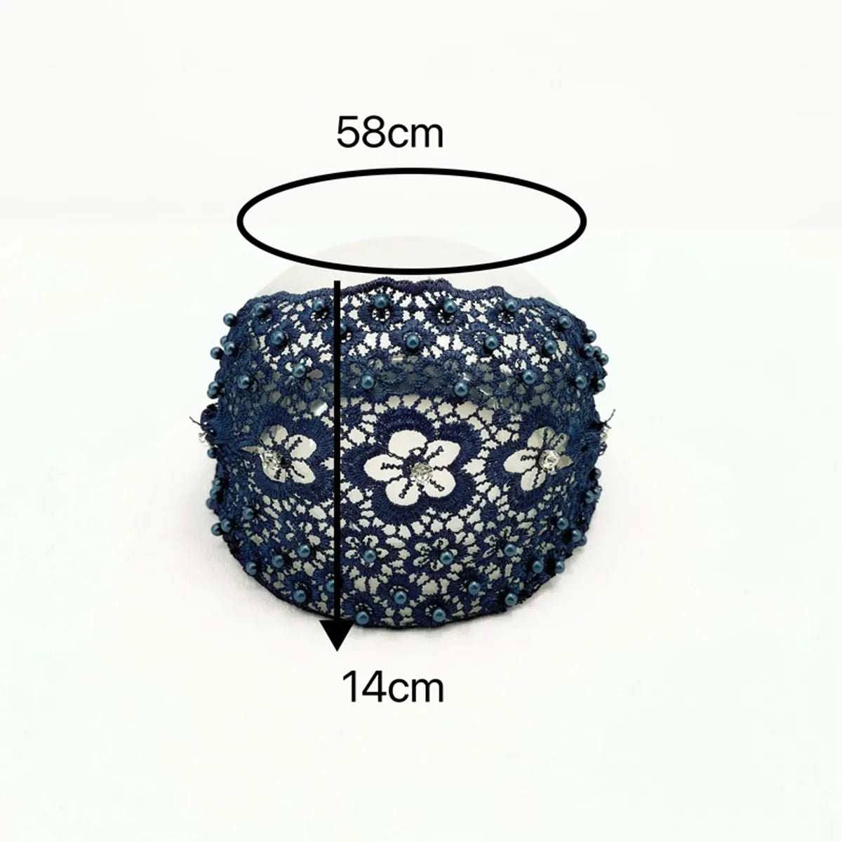 Women'S Casual Flower Cloth Hollow Out Inlay Rhinestones Pearl Hair Band