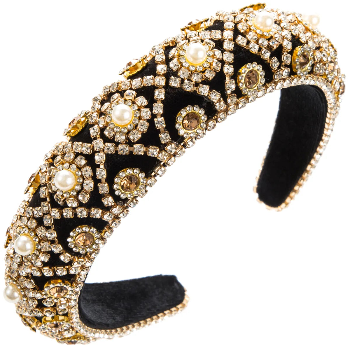 Women'S Casual Glam Shiny Round Alloy Inlay Glass Hair Band