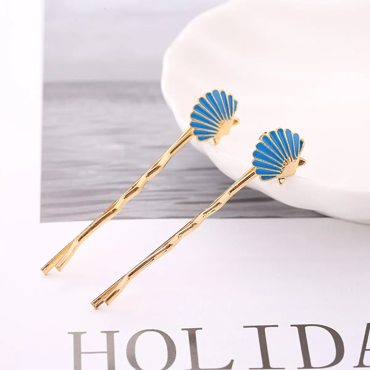 Women'S Casual Marine Style Star Shell Alloy Enamel Hair Clip