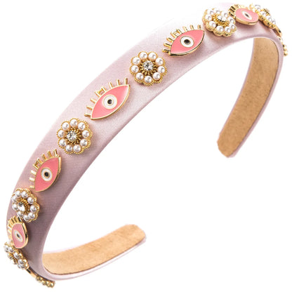 Women'S Casual Modern Style Classic Style Devil'S Eye Alloy Cloth Inlay Rhinestones Hair Band