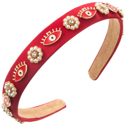 Women'S Casual Modern Style Classic Style Devil'S Eye Alloy Cloth Inlay Rhinestones Hair Band