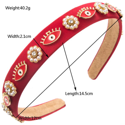 Women'S Casual Modern Style Classic Style Devil'S Eye Alloy Cloth Inlay Rhinestones Hair Band