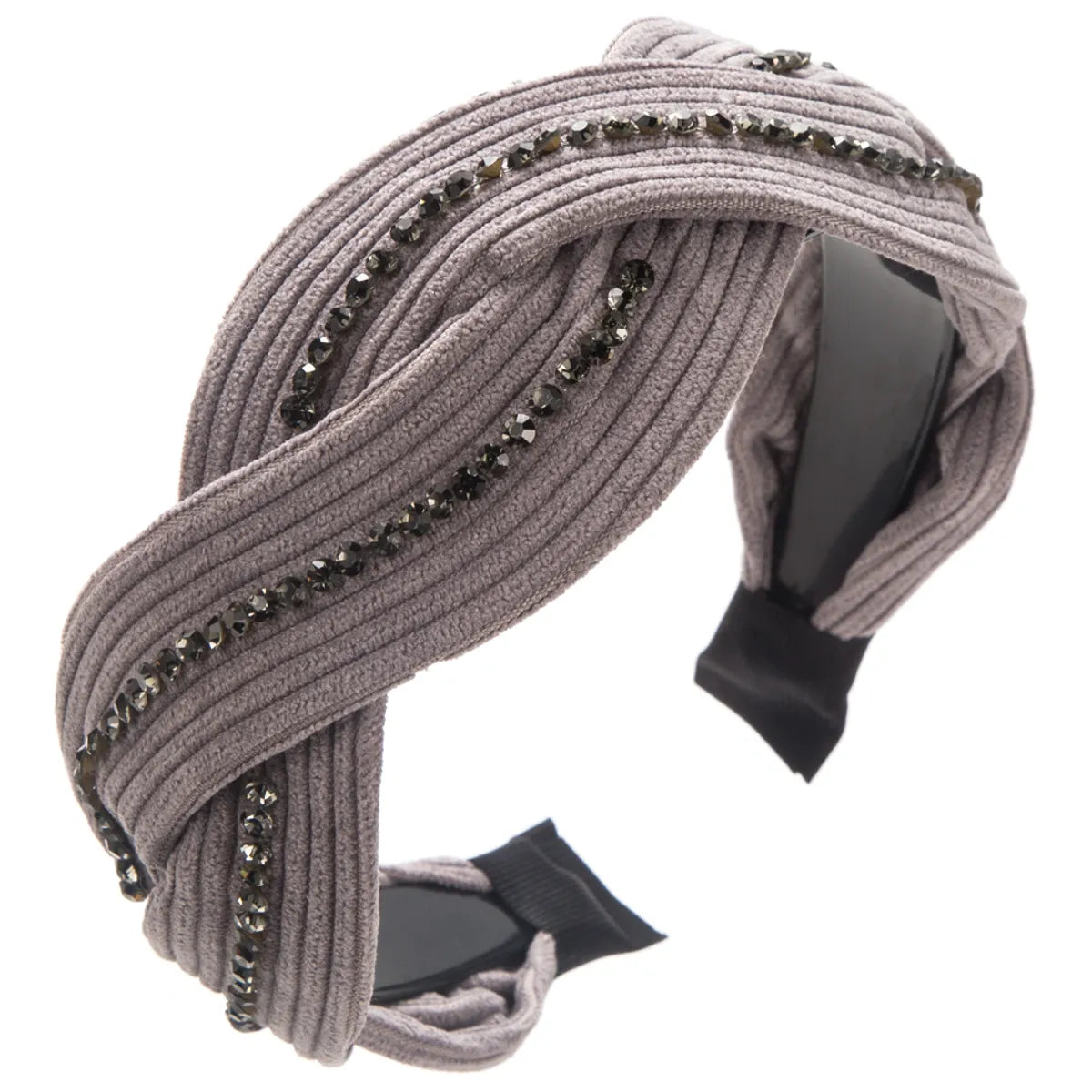 Women'S Casual Modern Style Color Block Cloth Criss Cross Inlay Rhinestones Hair Band